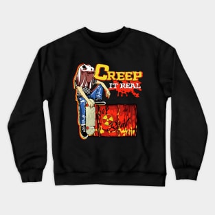 Retro Creep it Real Spooky Skateboarder Halloween Crewneck Sweatshirt